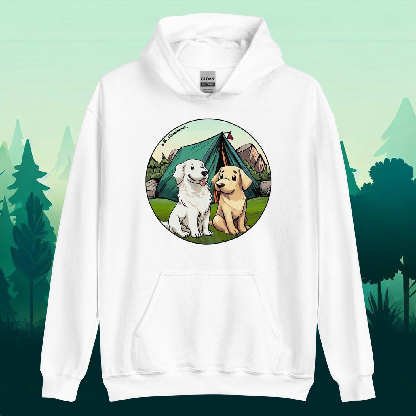 "Conquista el frío con estilo: Sudadera unisex con retrievers. Suave, cálida y elegante. Ideal para noches frescas y aventuras en la naturaleza. ¡Consíguela ahora!"