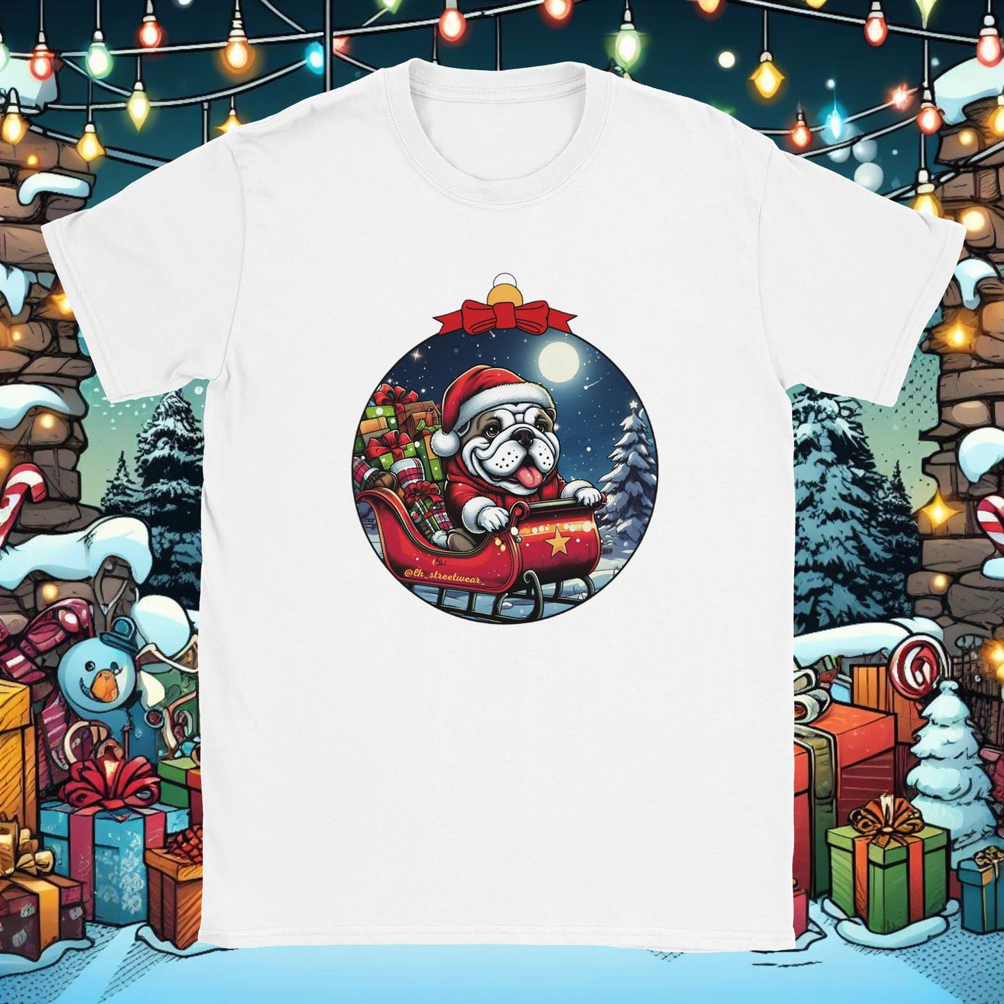 Navidad - Camiseta Unisex - Bulldog Noel