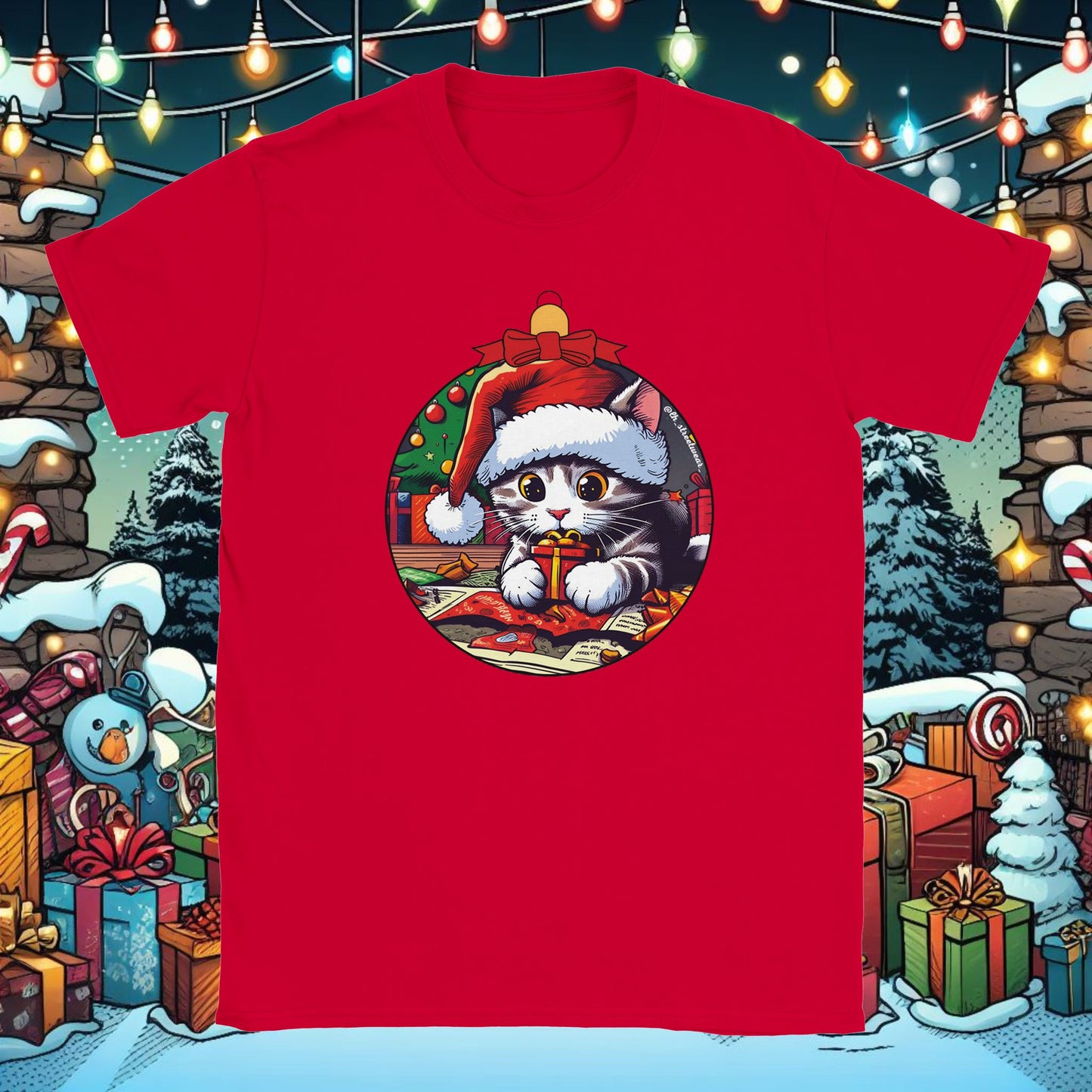 Navidad - Camiseta Unisex - Gato Gruñón