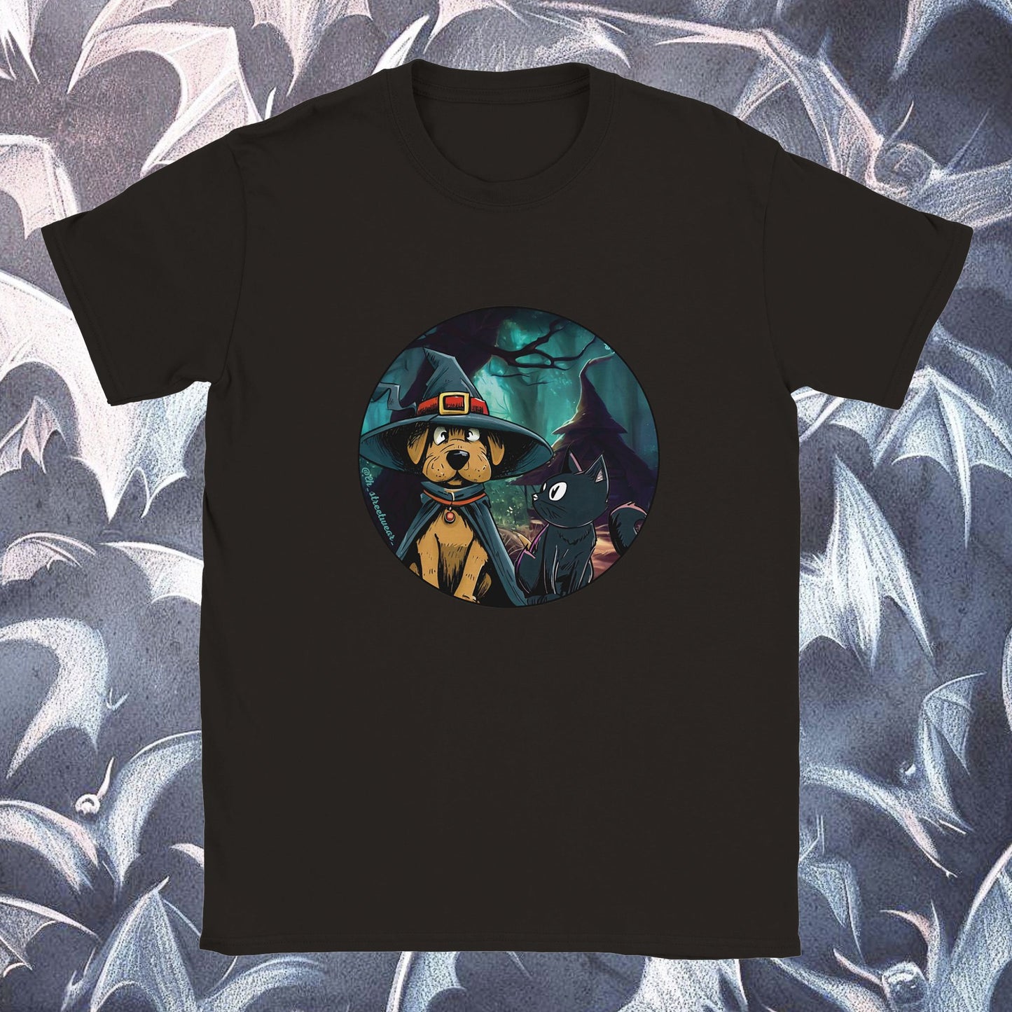 WitchDog and Cat 🎃 Halloween - Unisex Kids T-Shirt