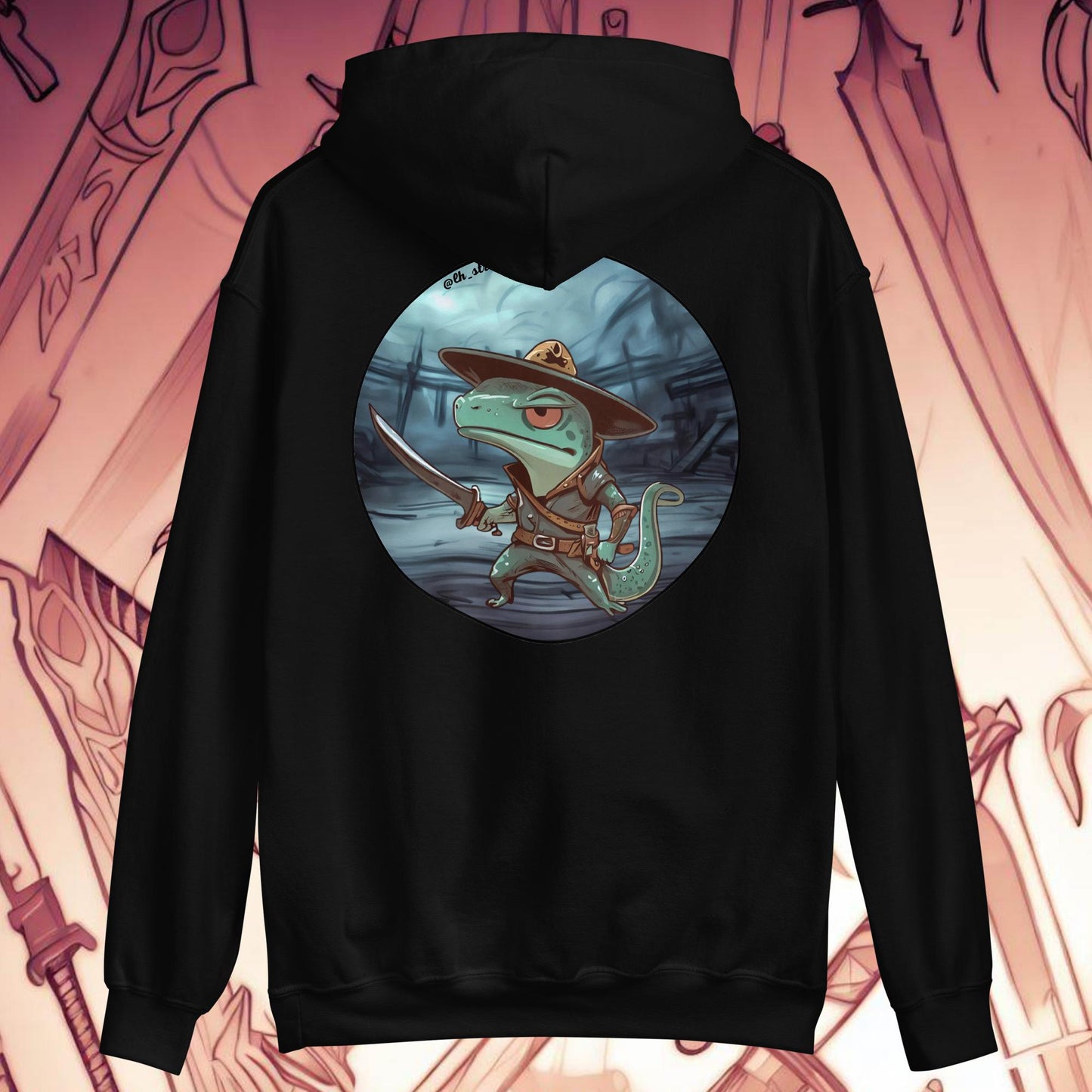 Warrior Lizard - Unisex Heavy Blend Hoodie, rear image