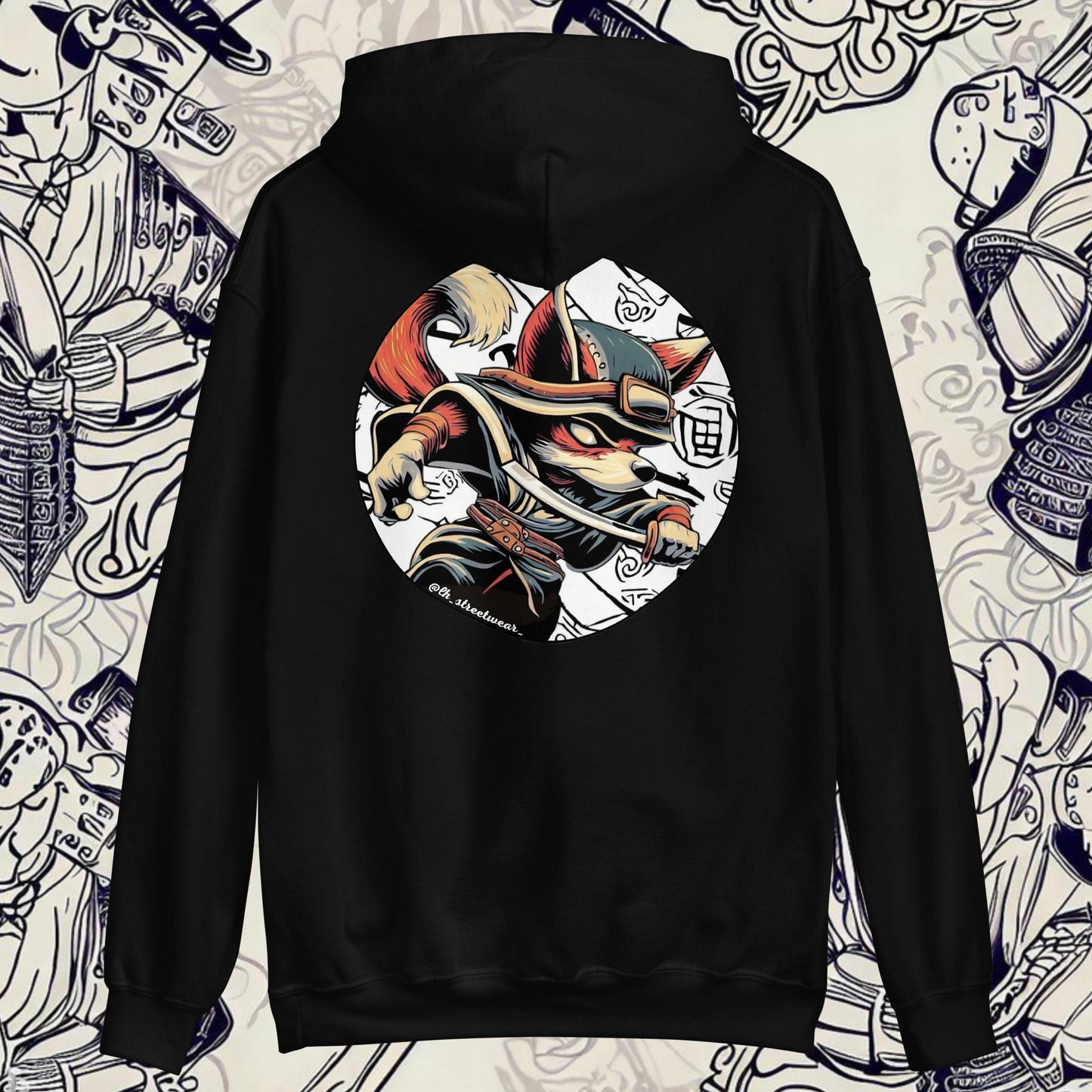 Fox Samurai - Unisex Heavy Blend Hoodie, rear image