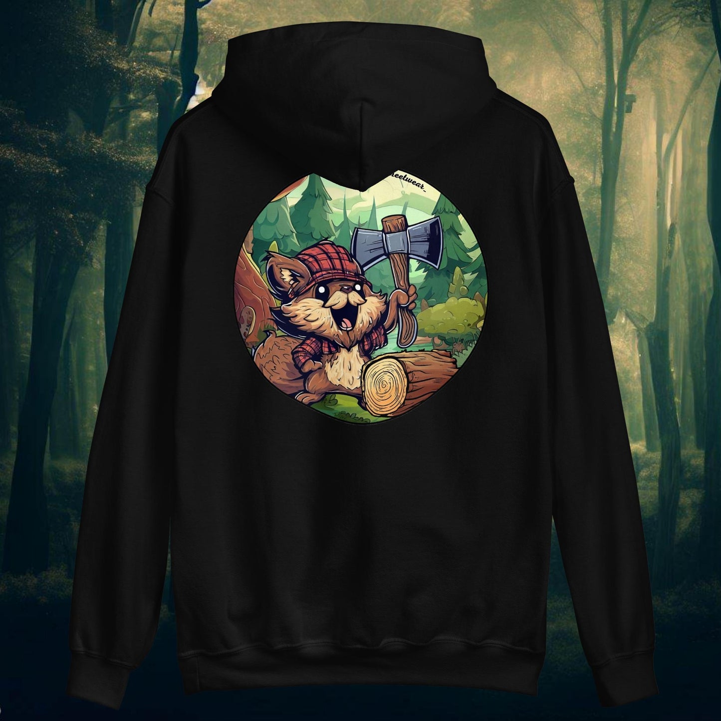 Wood Squirrel - Unisex Heavy Blend Hoodie, rear image