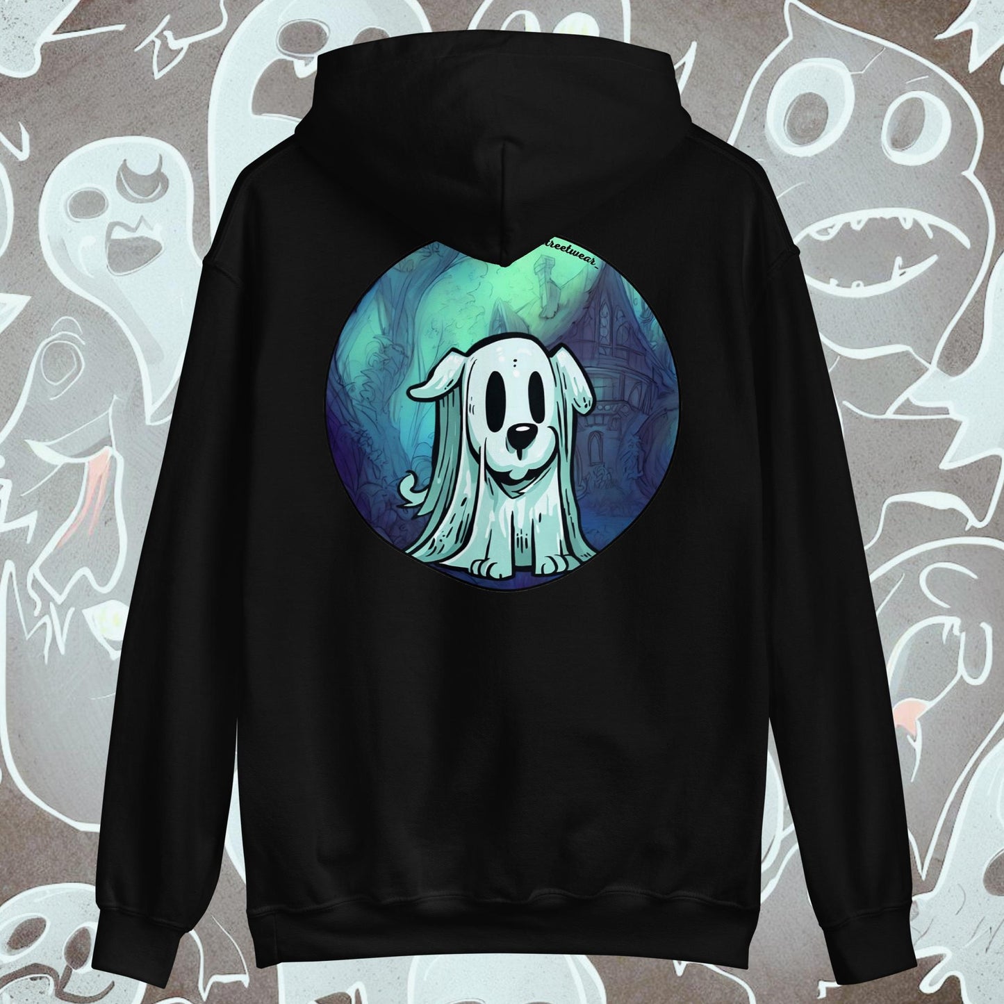 PerriFantasma 🎃 Halloween - Sudadera con capucha unisex, imagen trasera