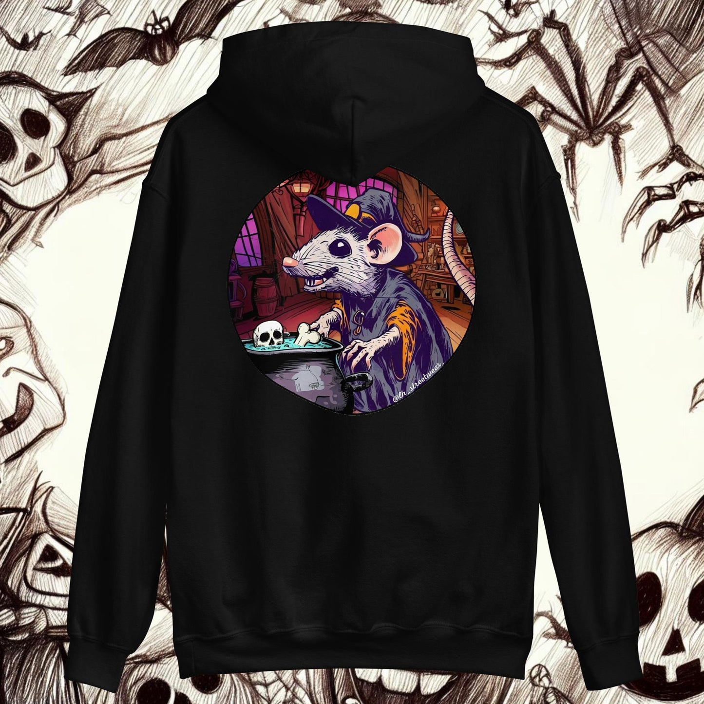 RataBruja 🎃 Halloween - Sudadera con capucha unisex, imagen trasera