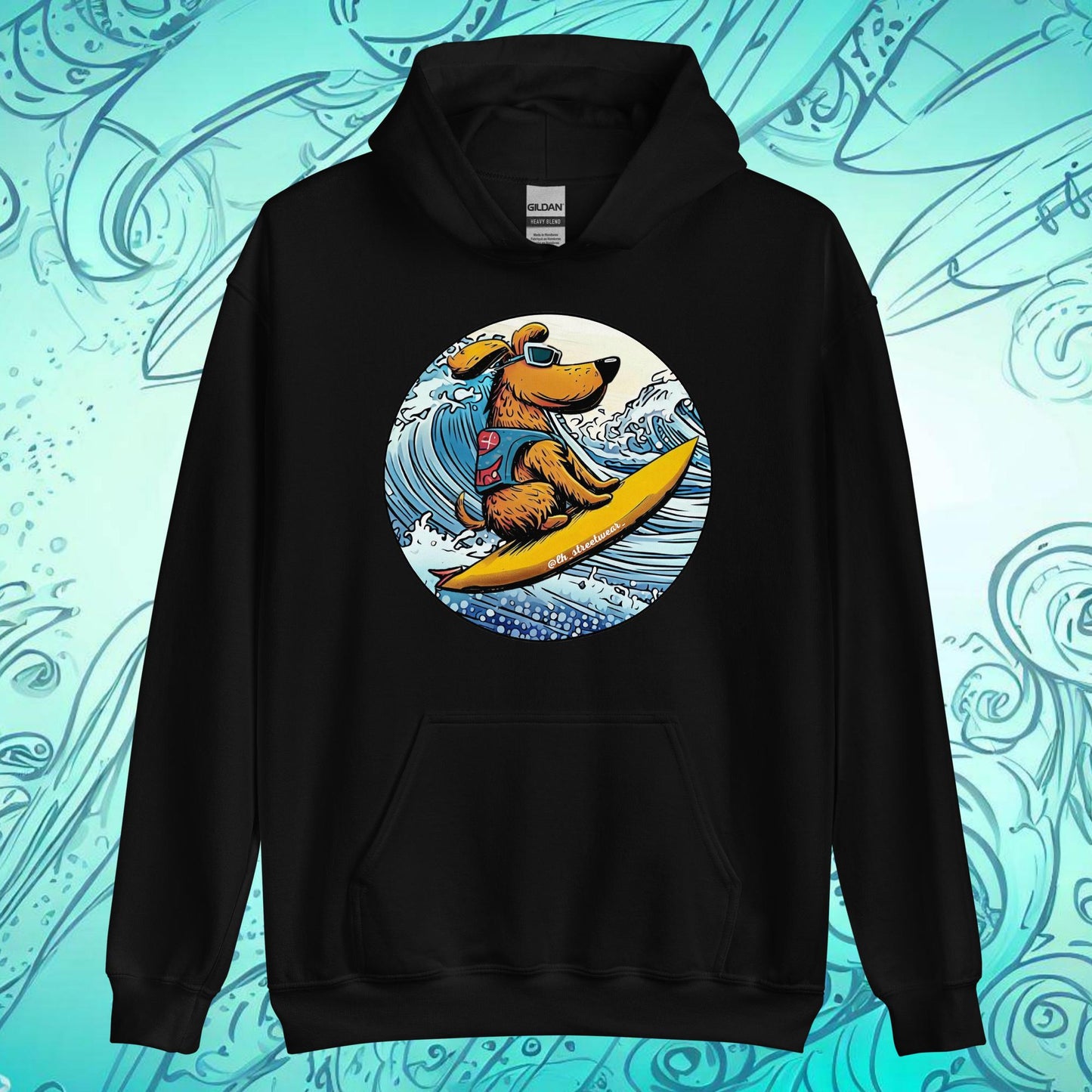 Surfer Dog - Unisex Heavy Blend Hoodie, front image