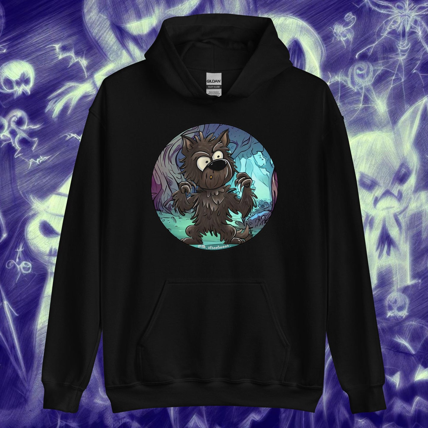 Wolf dog 🎃 Halloween - Unisex Heavy Blend Hoodie, front image