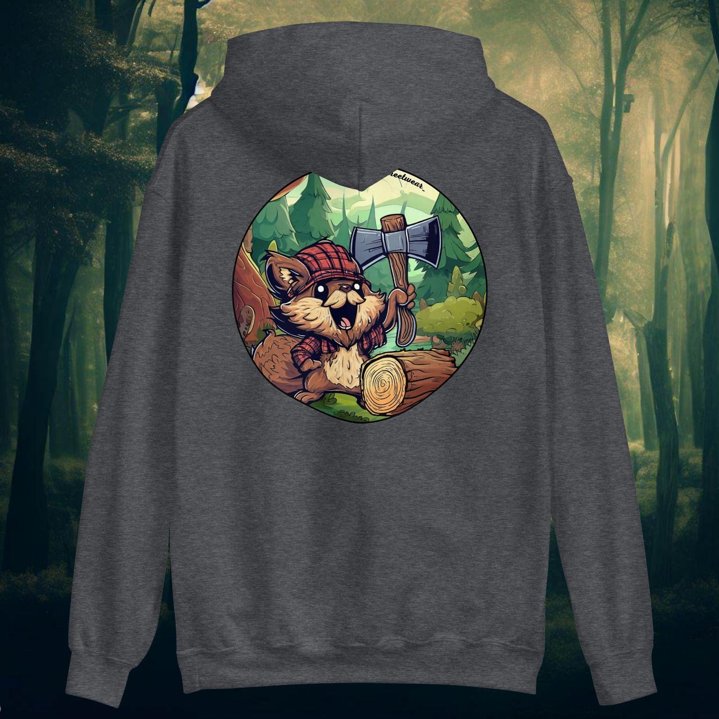 Wood Squirrel - Unisex Heavy Blend Hoodie, rear image