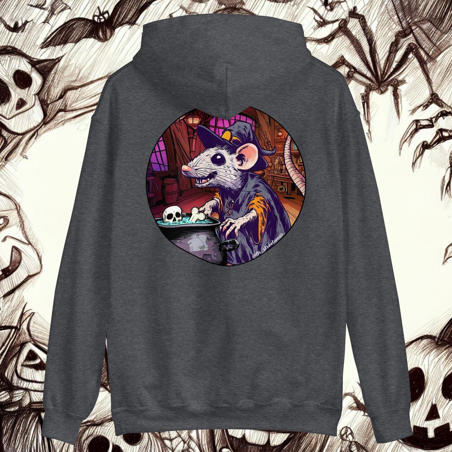 Witch Rat 🎃 Halloween - Unisex Heavy Blend Hoodie, rear image