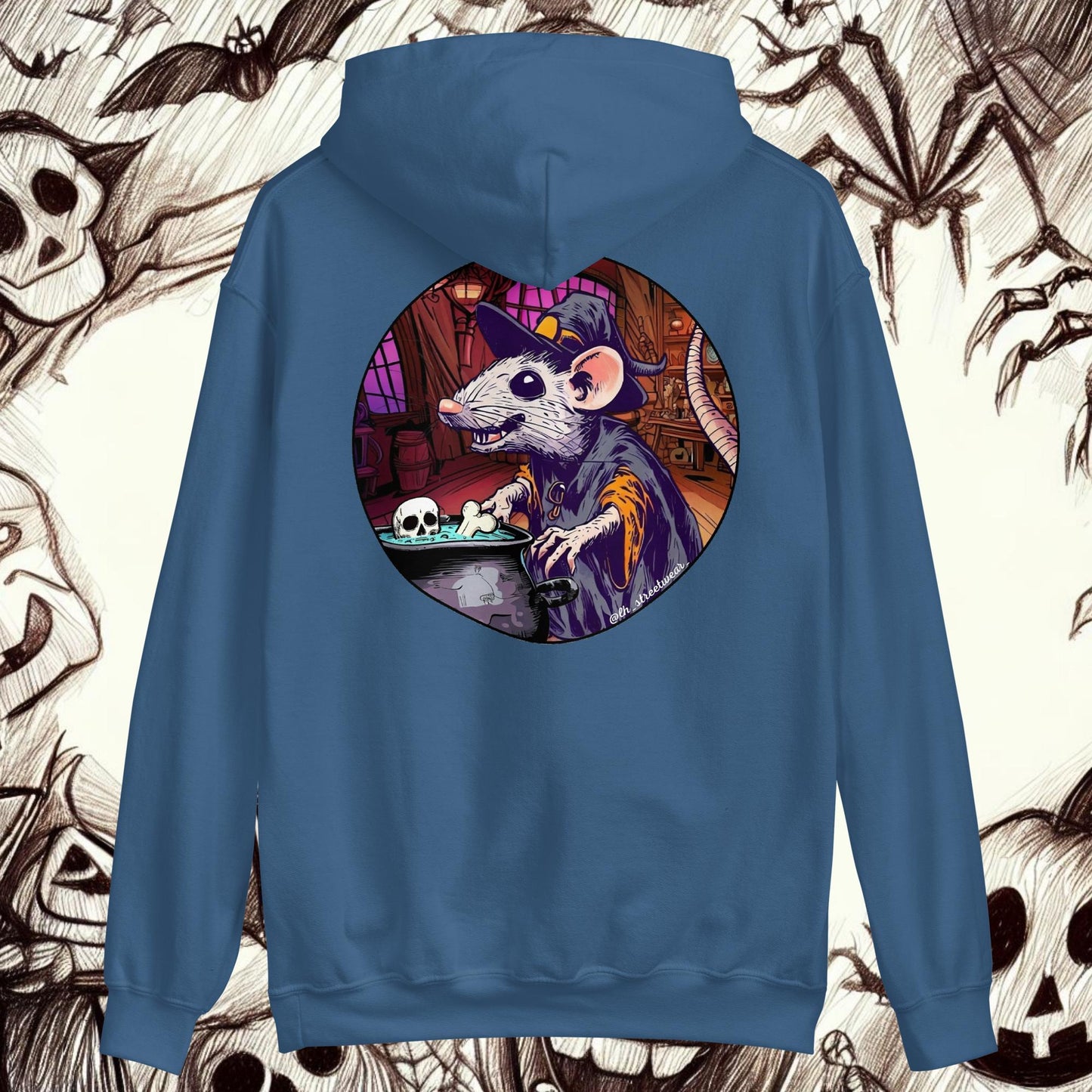 RataBruja 🎃 Halloween - Sudadera con capucha unisex, imagen trasera