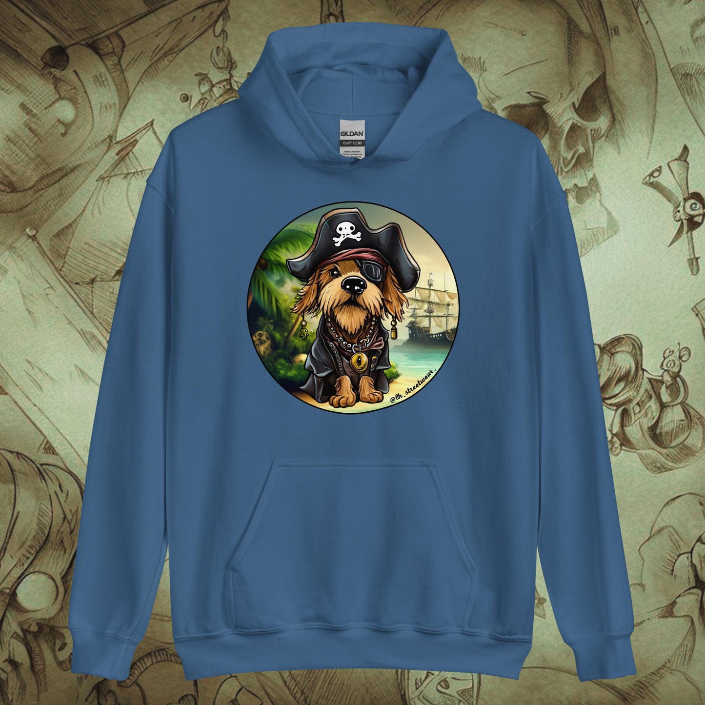 PerriPirata - Sudadera con capucha unisex, imagen delantera