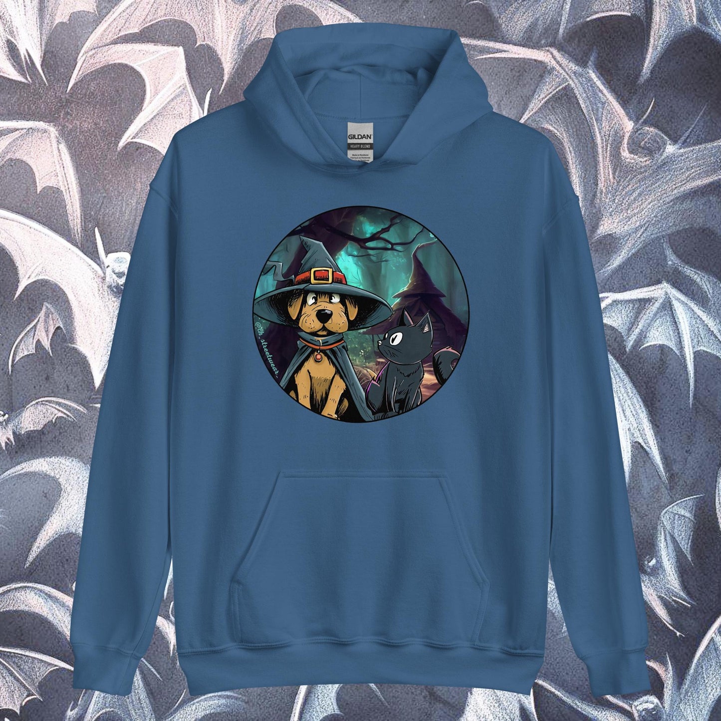 WitchDog and Cat 🎃 Halloween - Unisex Heavy Blend Hoodie, front image