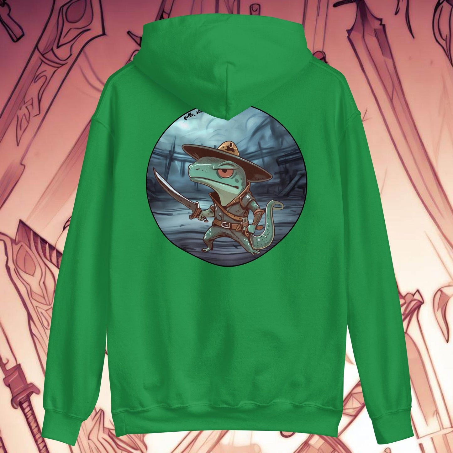 Warrior Lizard - Unisex Heavy Blend Hoodie, rear image