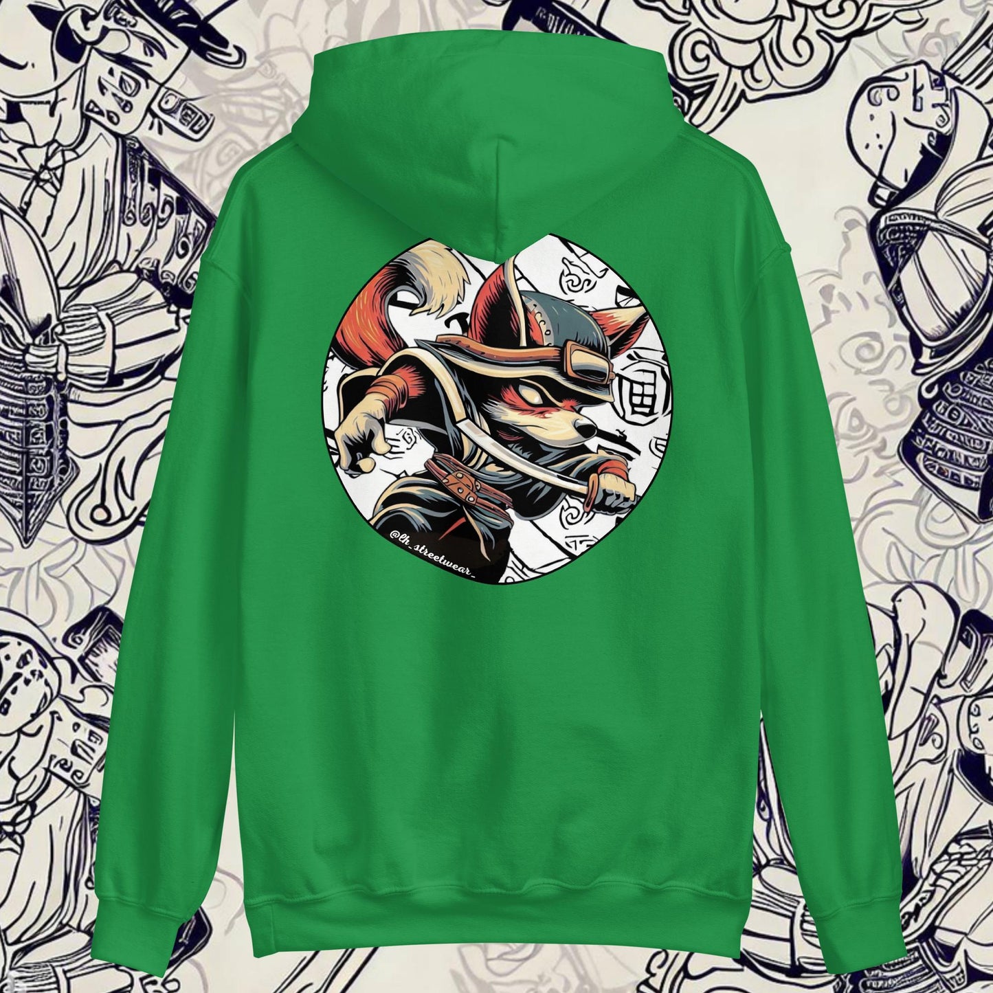 Fox Samurai - Unisex Heavy Blend Hoodie, rear image