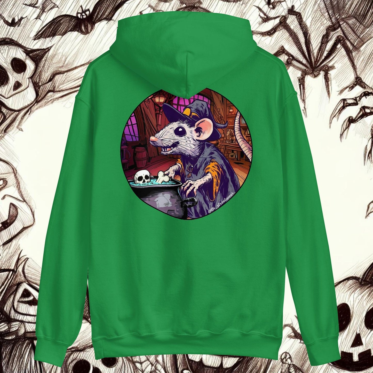 Witch Rat 🎃 Halloween - Unisex Heavy Blend Hoodie, rear image