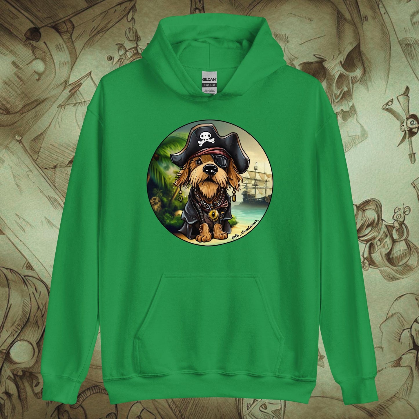 PerriPirata - Sudadera con capucha unisex, imagen delantera