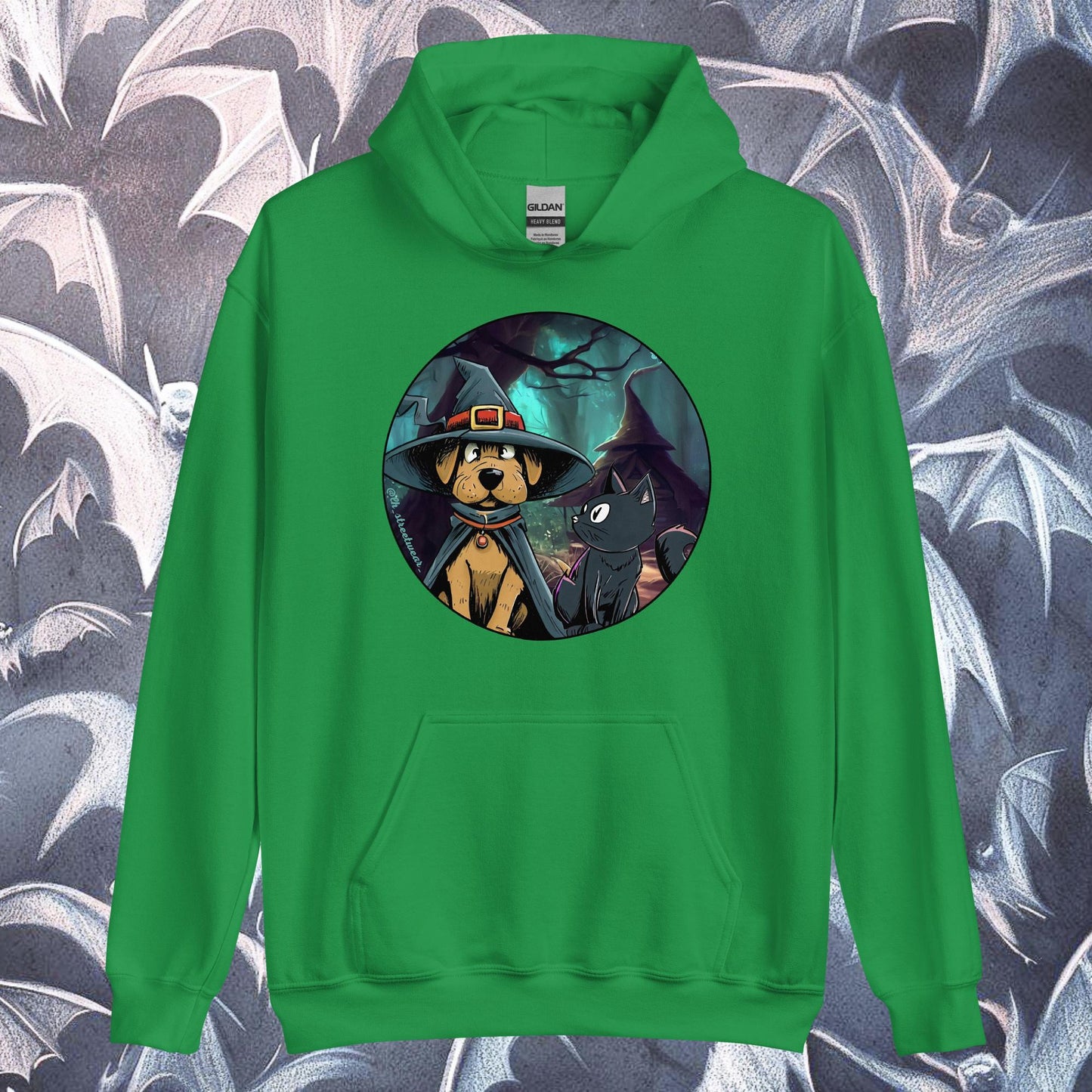 WitchDog and Cat 🎃 Halloween - Unisex Heavy Blend Hoodie, front image