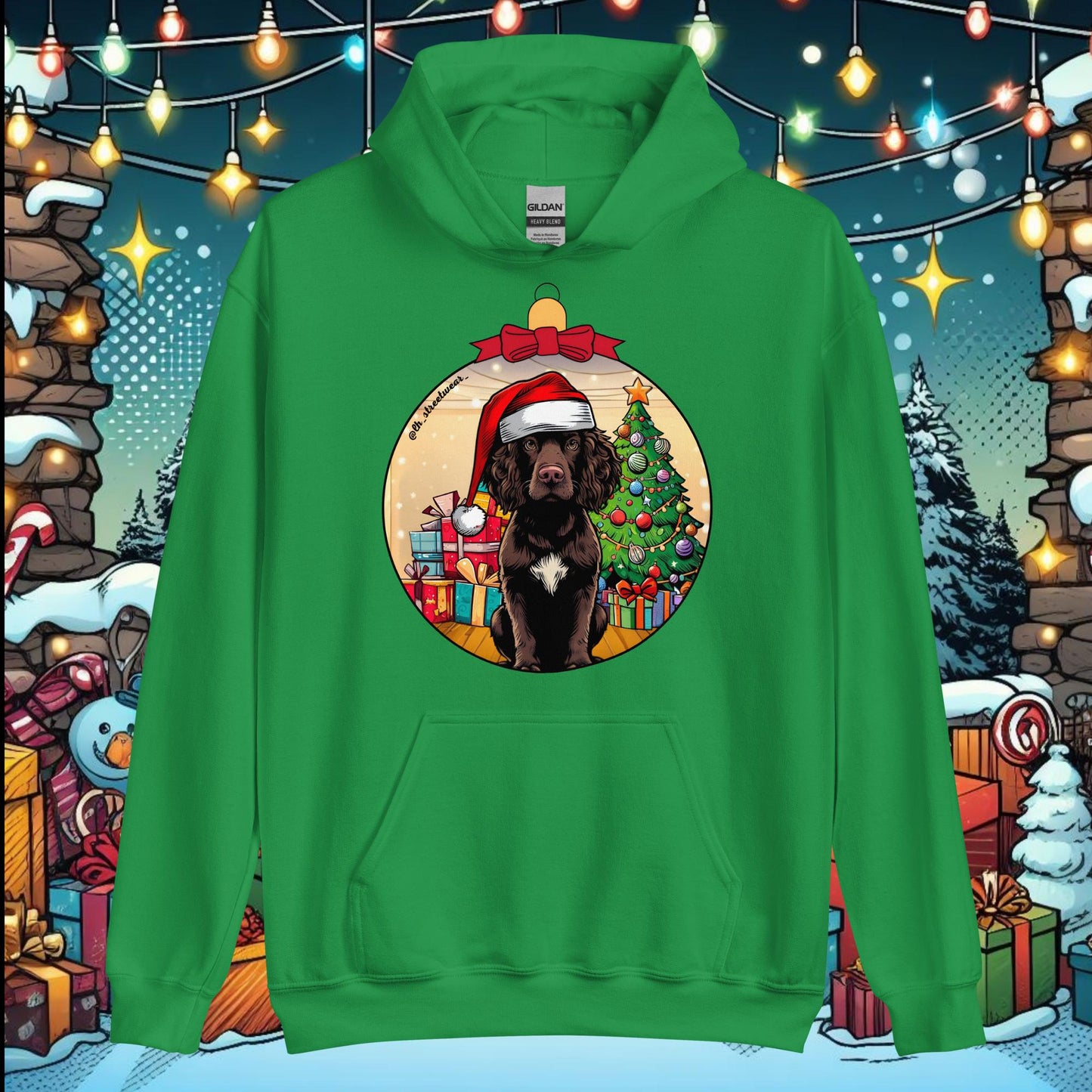 Navidad - Sudadera con capucha unisex Navidad, imagen delantera - Setter Irlandés