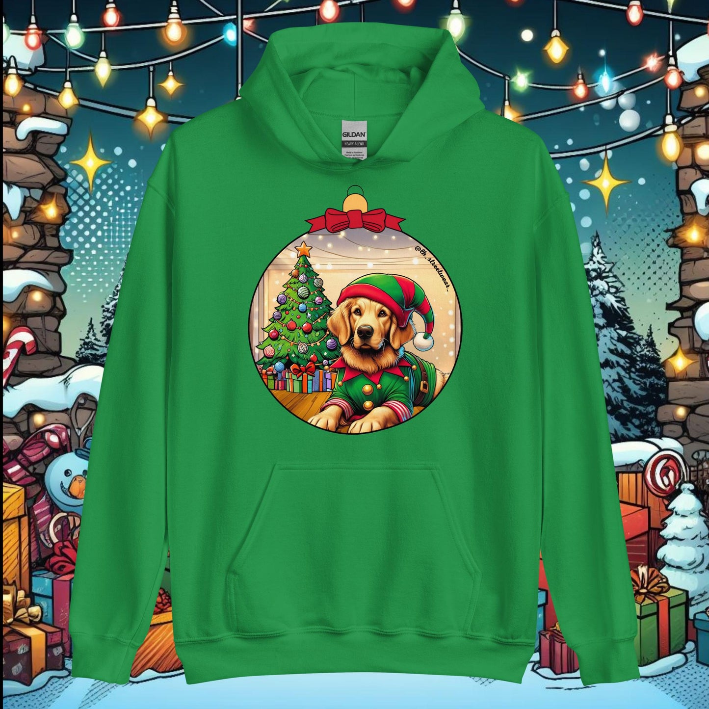 Christmas - Unisex Heavy Blend Hoodie, front image - Golden Retriever