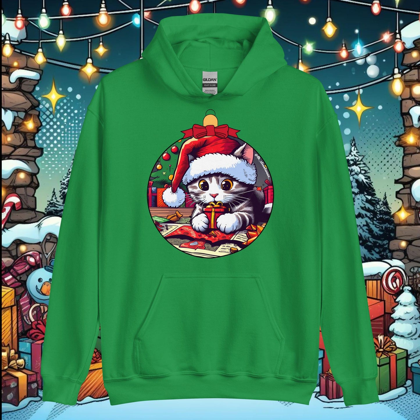 Navidad - Sudadera con capucha unisex, imagen delantera - Gato Gruñón