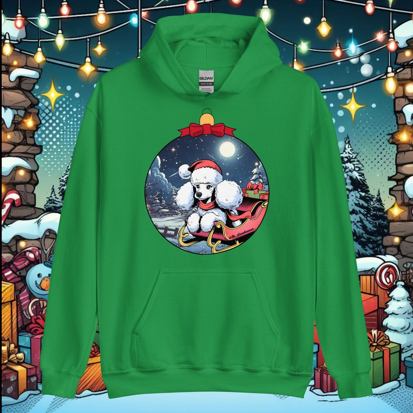 Christmas - Unisex Heavy Blend Hoodie, front image - Poodle