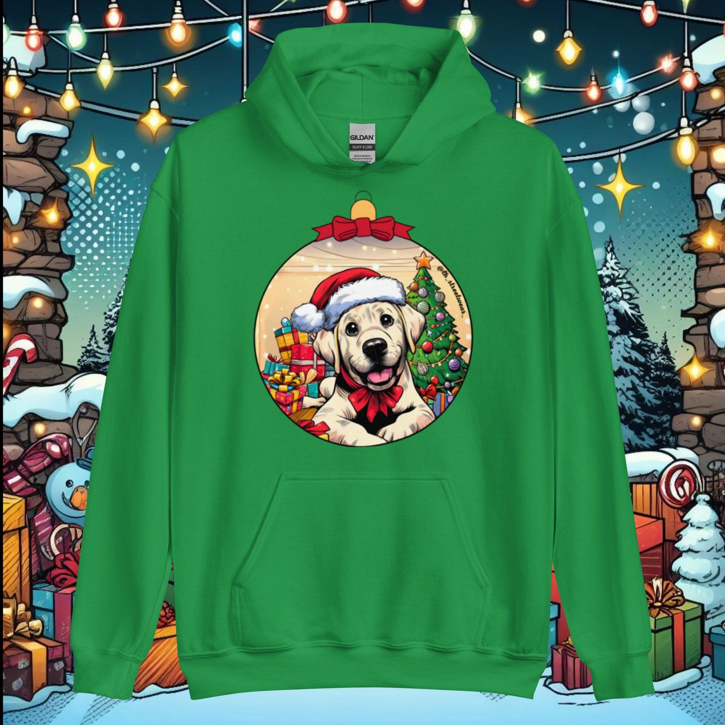 Christmas - Unisex Heavy Blend Hoodie, front image - Labrador Retriever