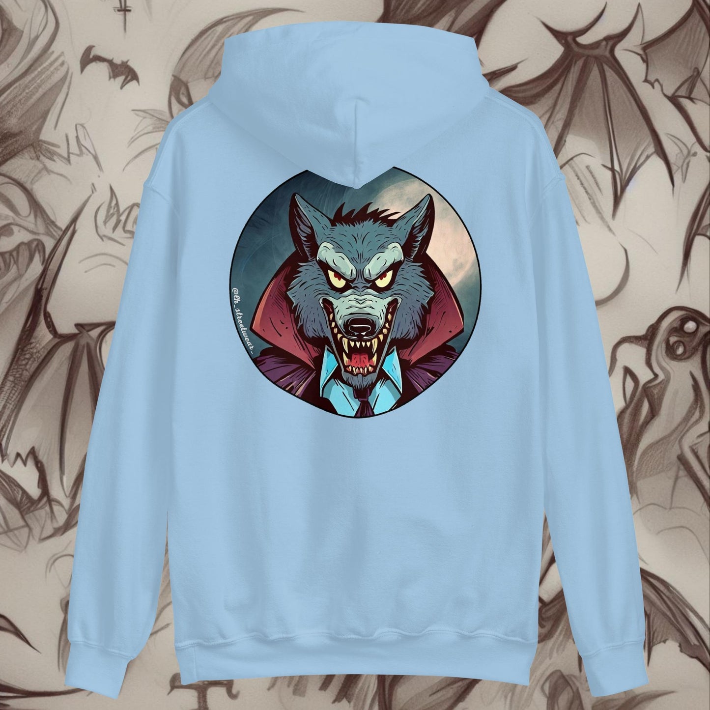 Vampire Wolf 🎃 Halloween - Unisex Heavy Blend Hoodie, rear image