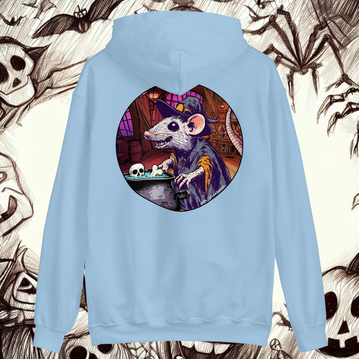 RataBruja 🎃 Halloween - Sudadera con capucha unisex, imagen trasera