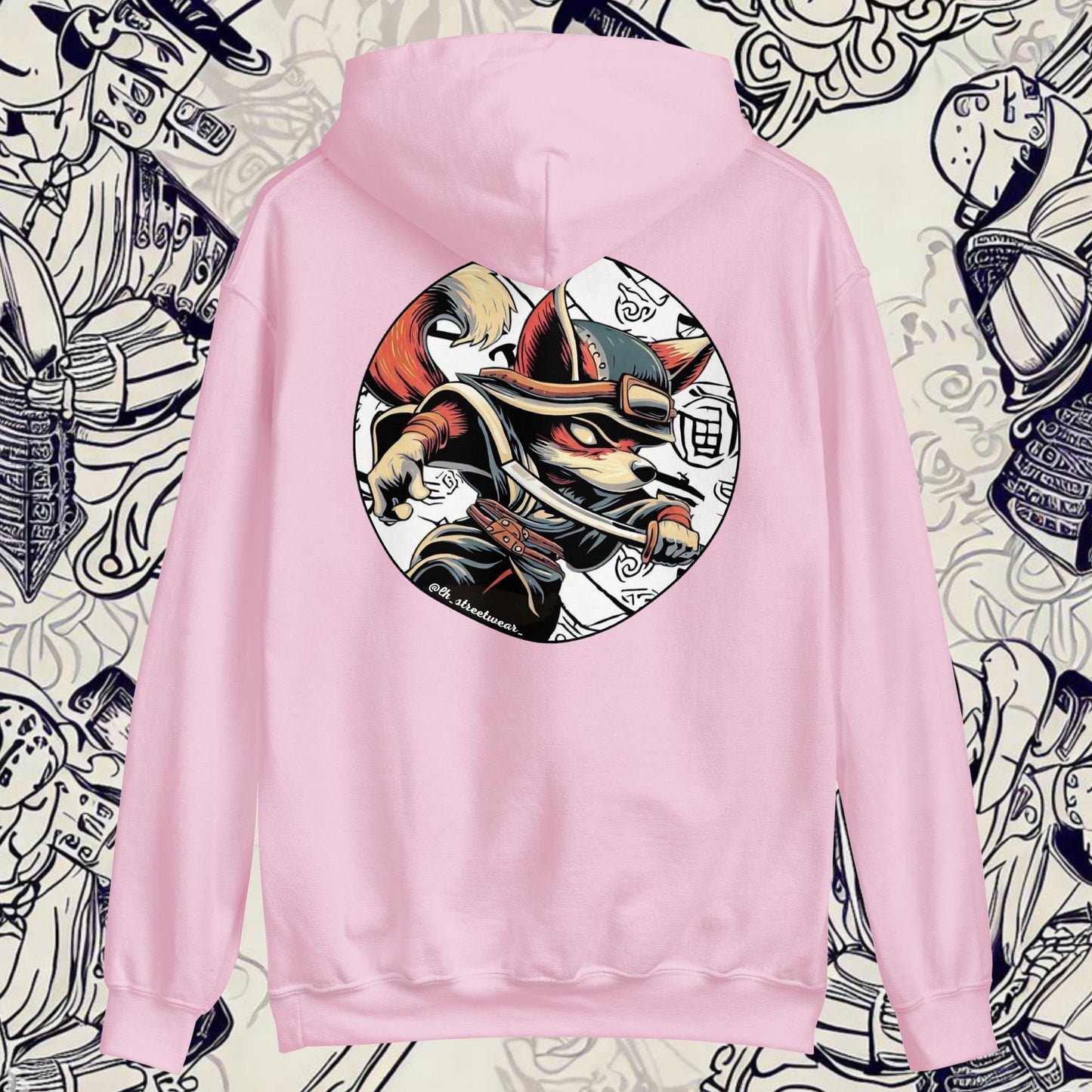 Fox Samurái - Sudadera Unisex con capucha unisex, imagen trasera