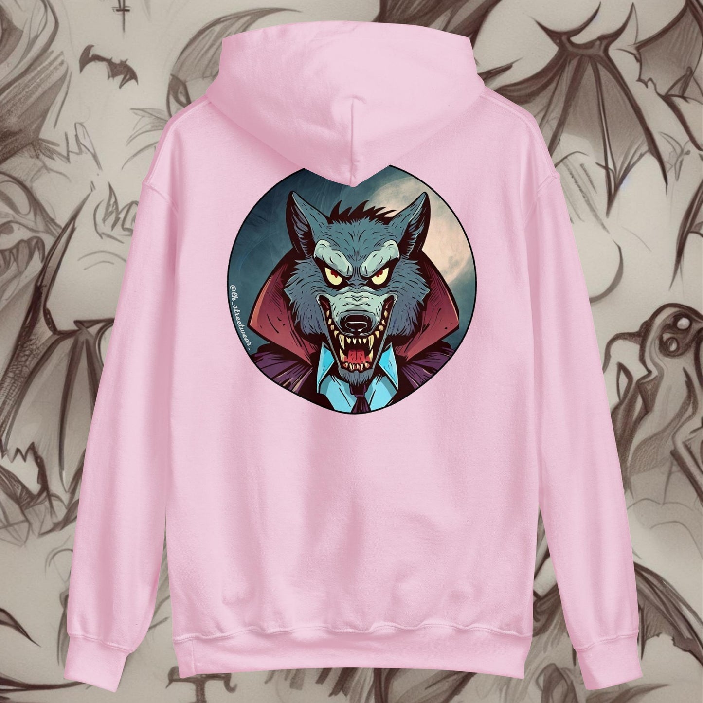 LoboVampiro 🎃 Halloween - Sudadera con capucha unisex, imagen trasera