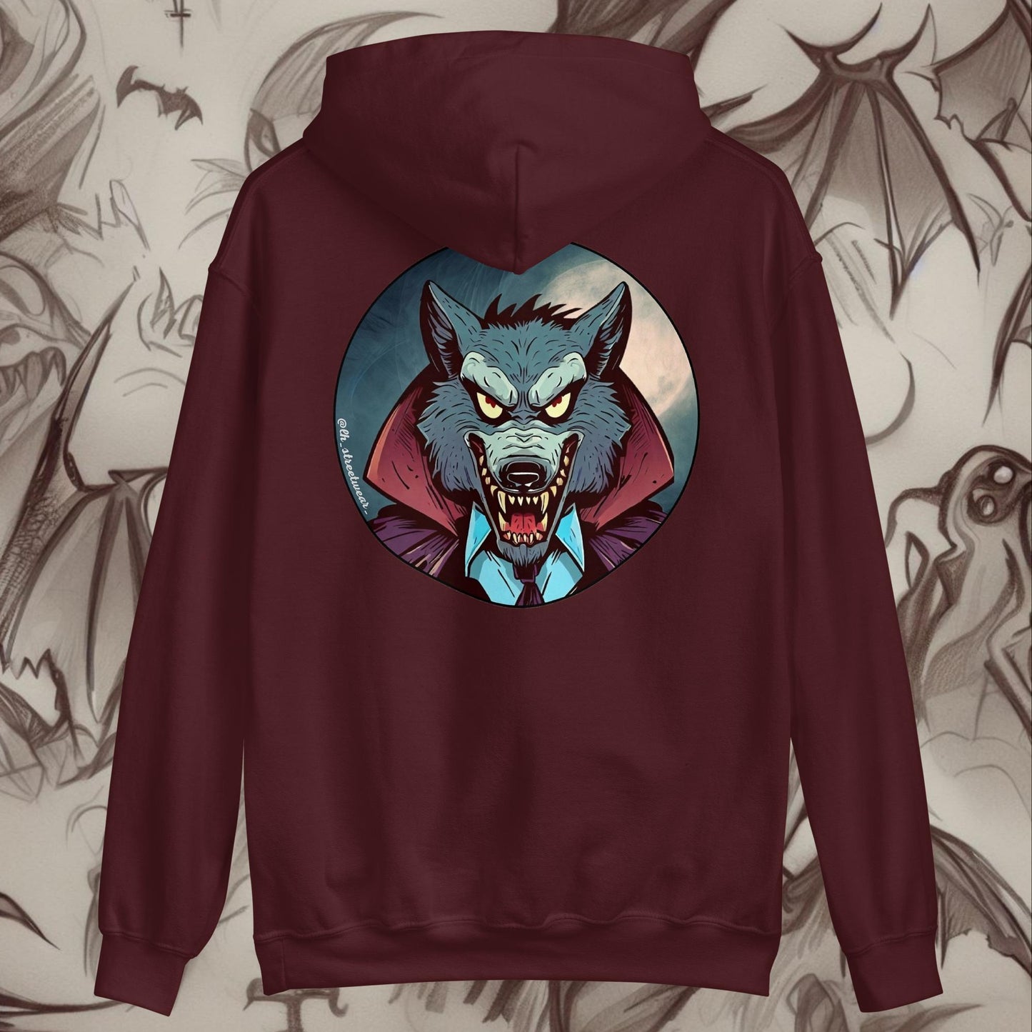 Vampire Wolf 🎃 Halloween - Unisex Heavy Blend Hoodie, rear image