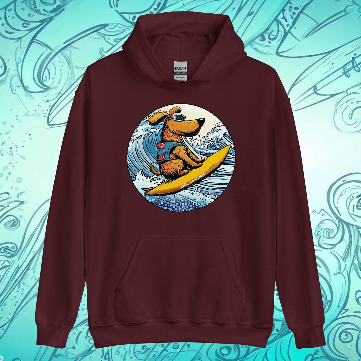 Surfer Dog - Unisex Heavy Blend Hoodie, front image