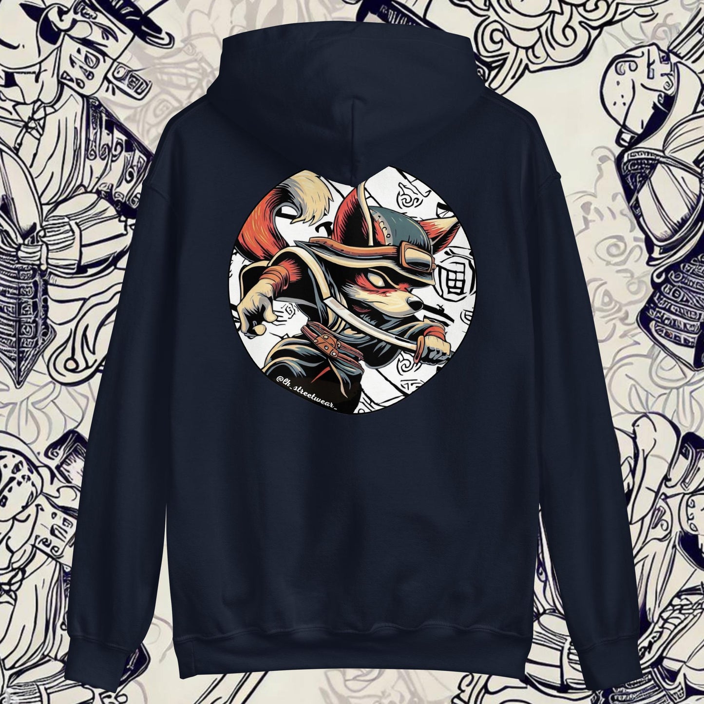 Fox Samurái - Sudadera Unisex con capucha unisex, imagen trasera