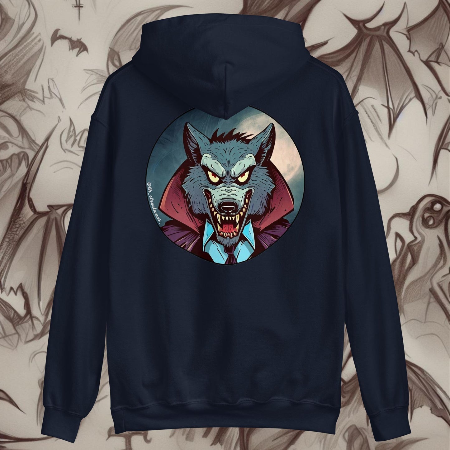 Vampire Wolf 🎃 Halloween - Unisex Heavy Blend Hoodie, rear image