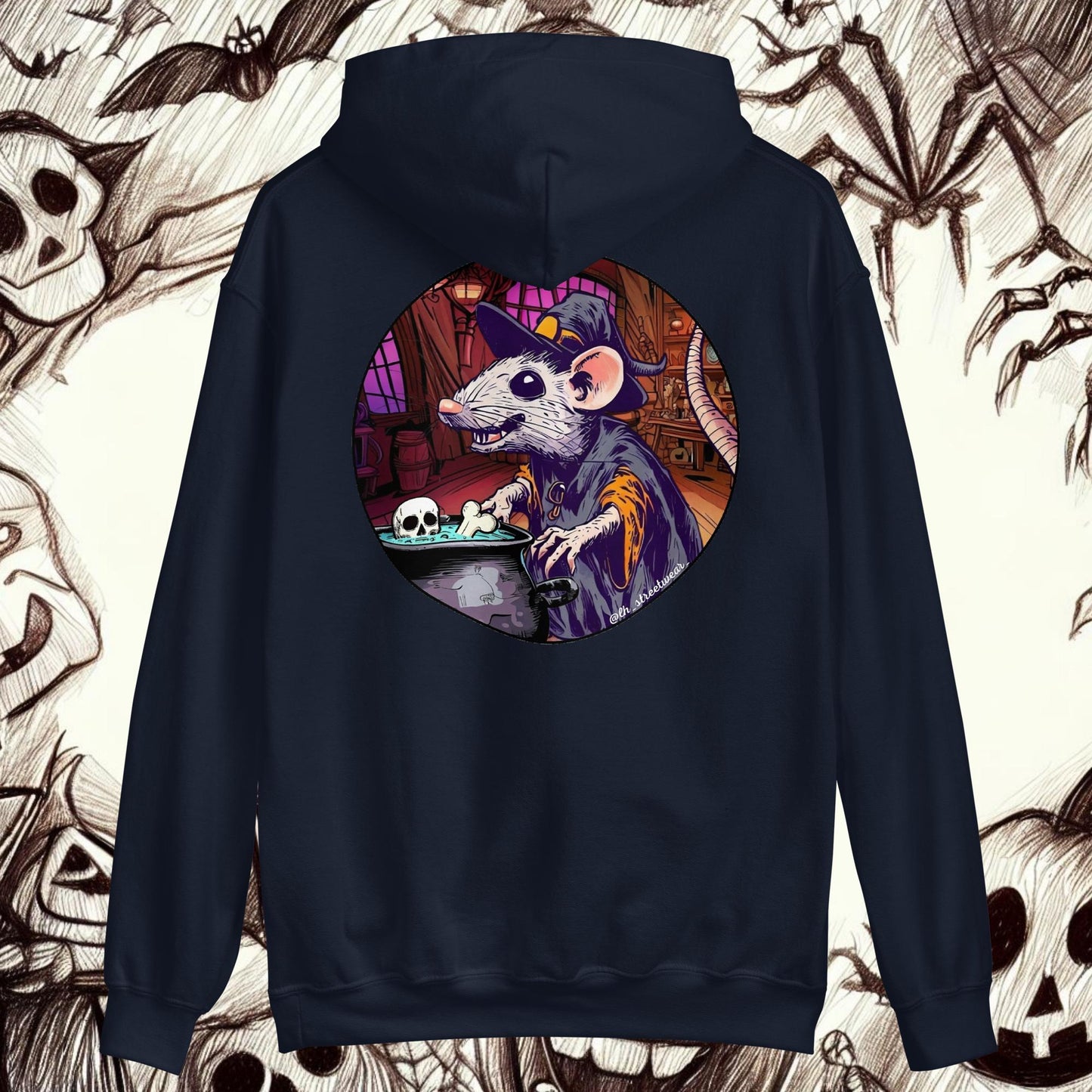 RataBruja 🎃 Halloween - Sudadera con capucha unisex, imagen trasera