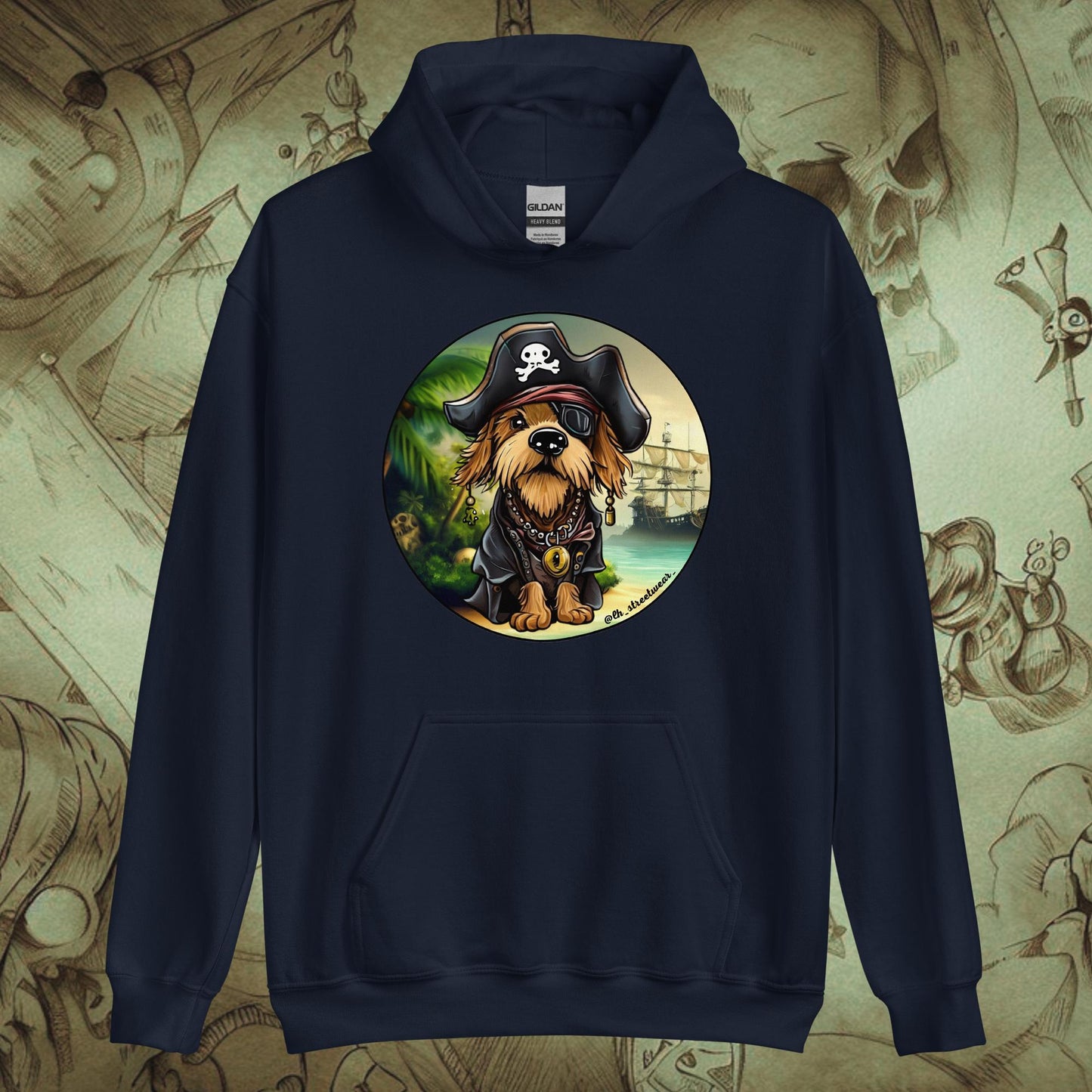 PerriPirata - Sudadera con capucha unisex, imagen delantera