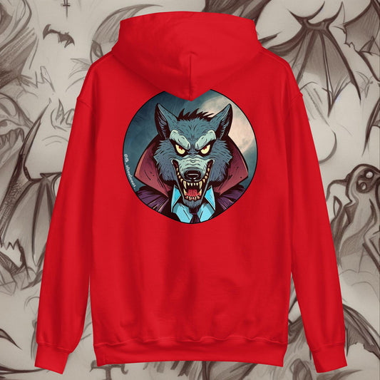 LoboVampiro 🎃 Halloween - Sudadera con capucha unisex, imagen trasera