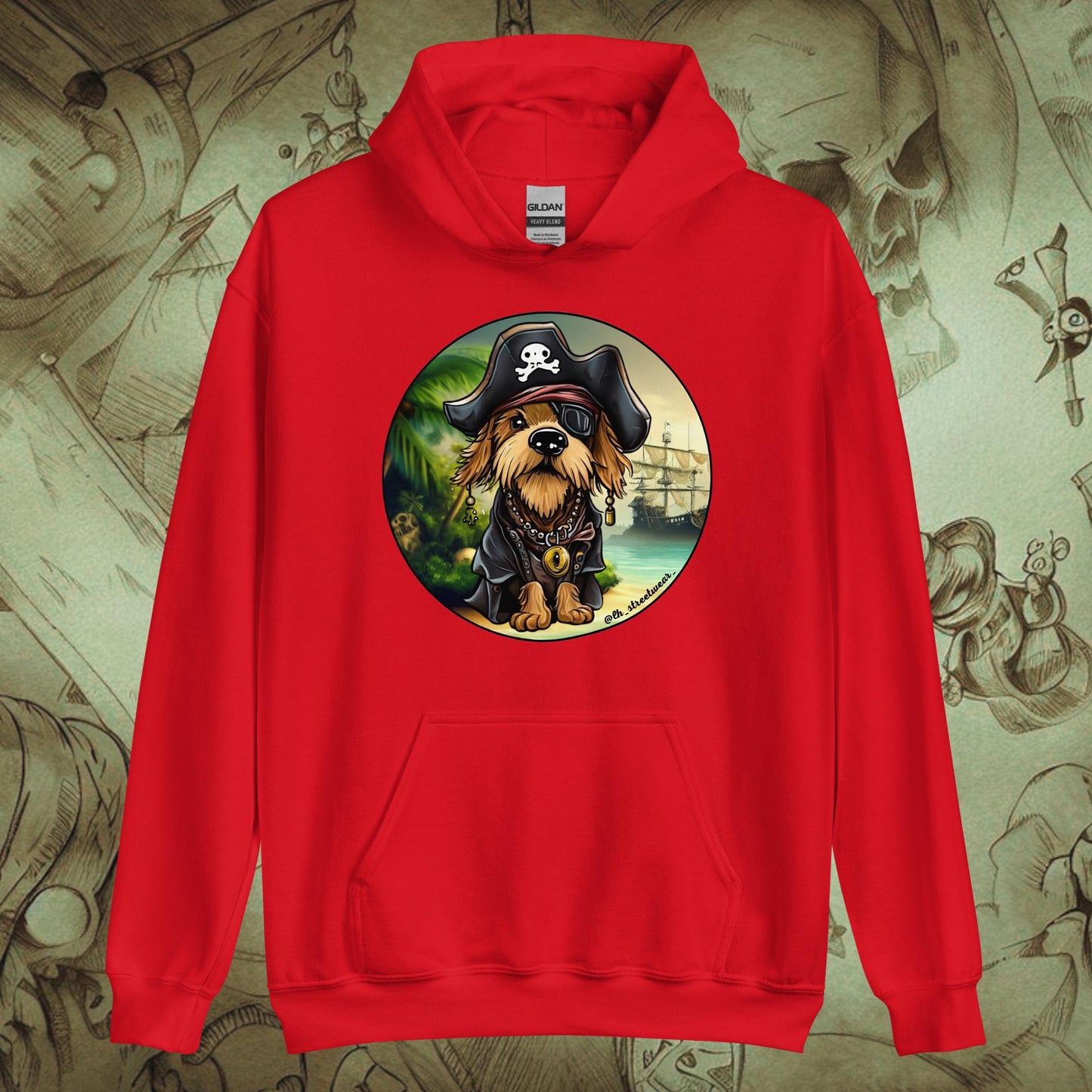 PerriPirata - Sudadera con capucha unisex, imagen delantera