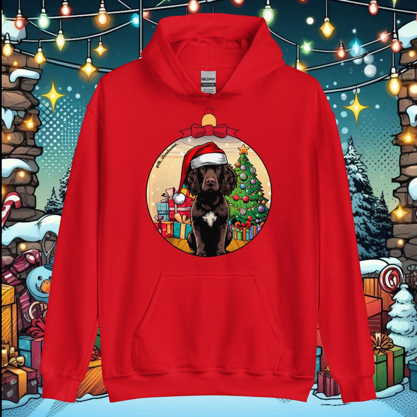 Navidad - Sudadera con capucha unisex Navidad, imagen delantera - Setter Irlandés