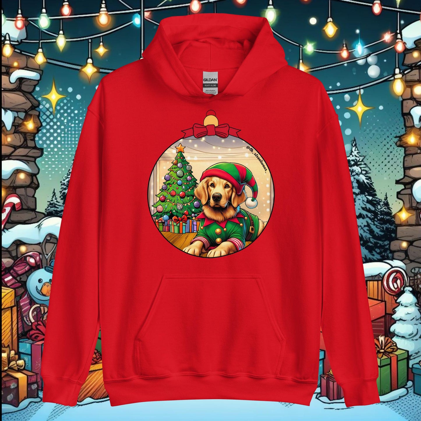 Navidad - Sudadera con capucha unisex, imagen delantera - Golden Retriever