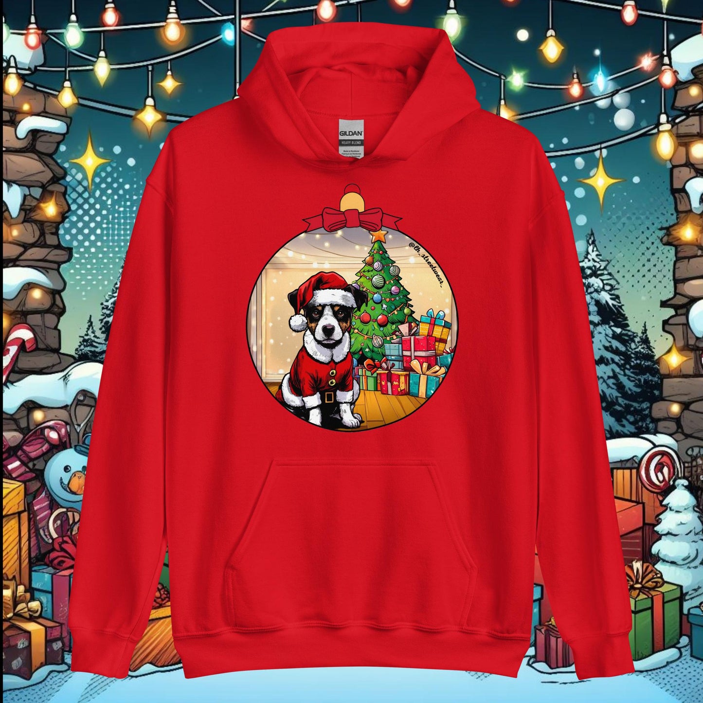 Christmas - Unisex Heavy Blend Hoodie, front image - Andalusian wine-cellar dog