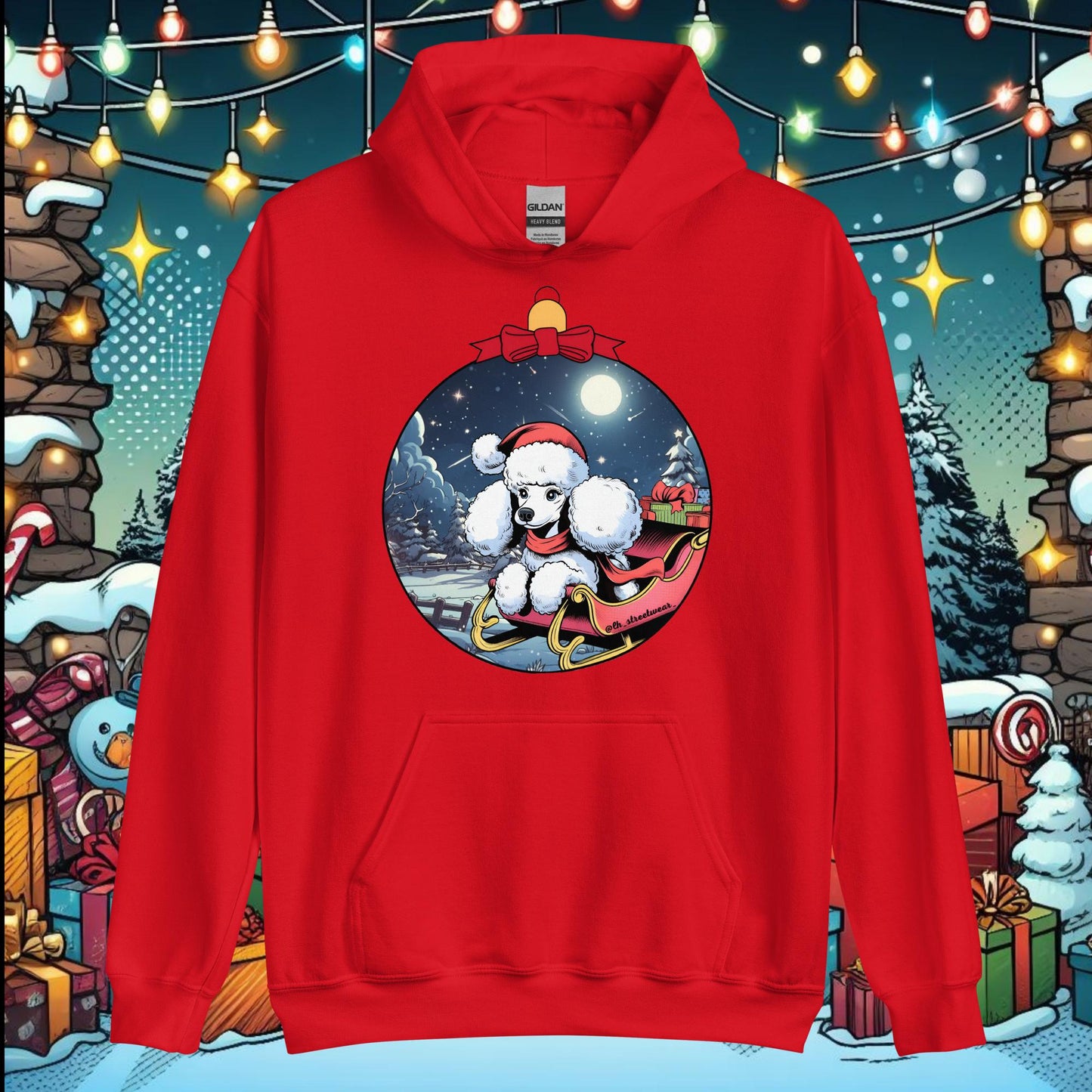 Navidad - Sudadera con capucha unisex, imagen delantera - Caniche