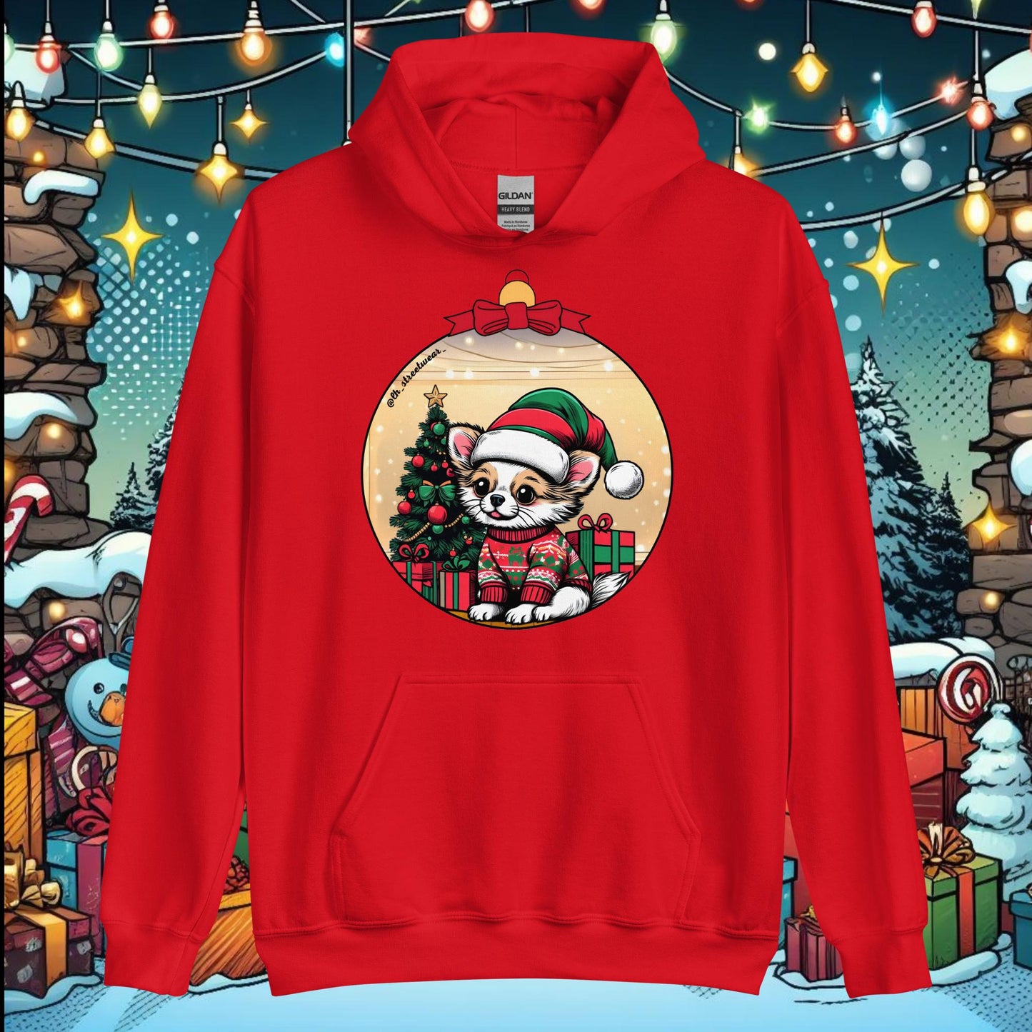 Christmas - Unisex Heavy Blend Hoodie, front image - Chihuahua