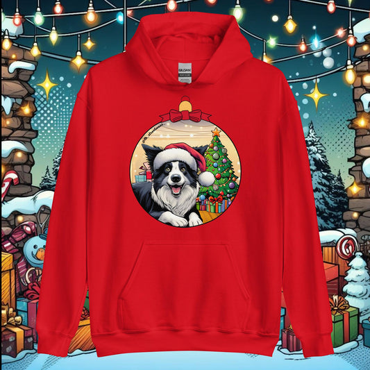 Christmas - Unisex Heavt Blend Hoodie, front image - Border Collie