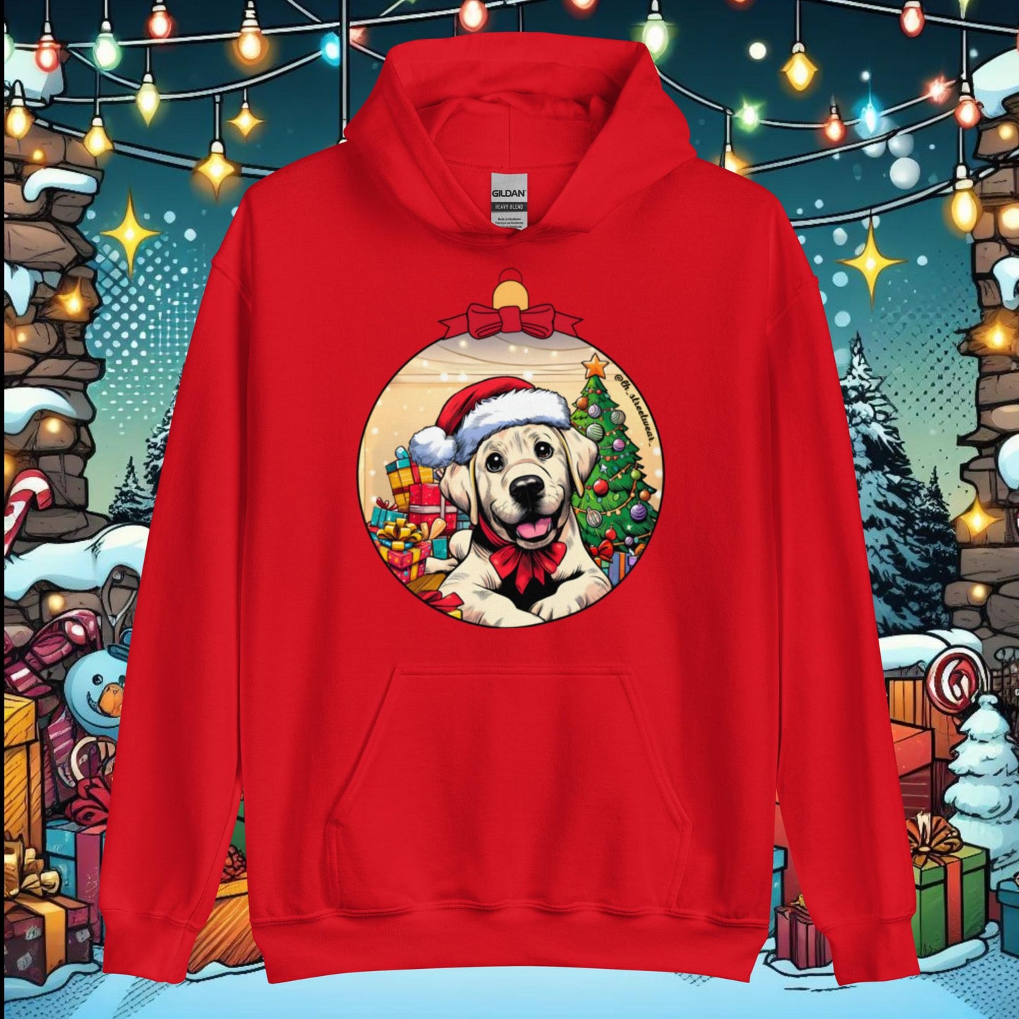 Christmas - Unisex Heavy Blend Hoodie, front image - Labrador Retriever