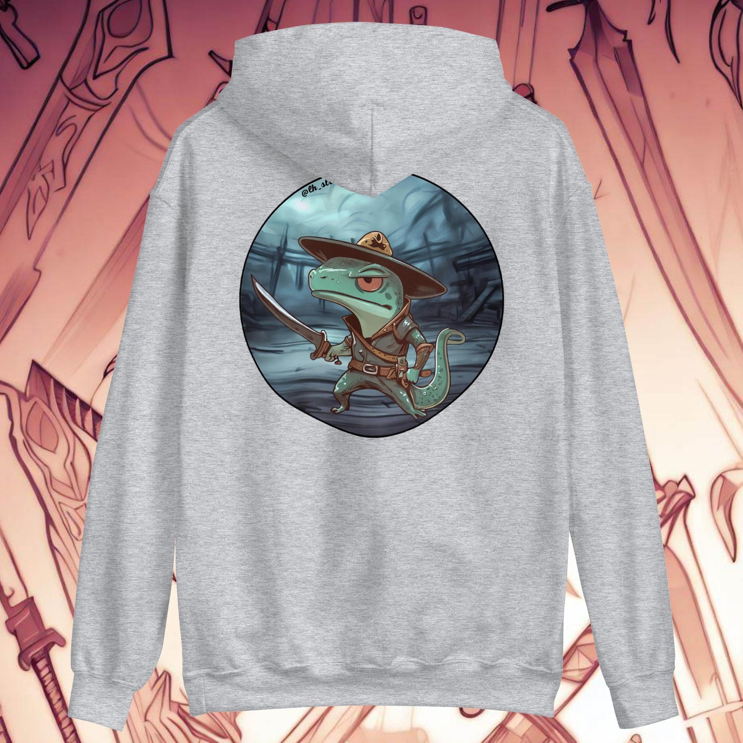 Warrior Lizard - Unisex Heavy Blend Hoodie, rear image