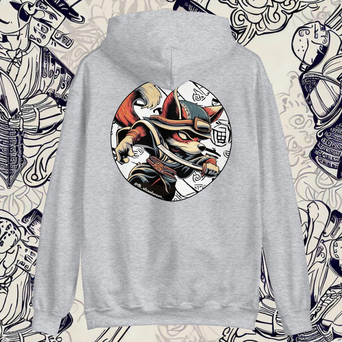 Fox Samurai - Unisex Heavy Blend Hoodie, rear image