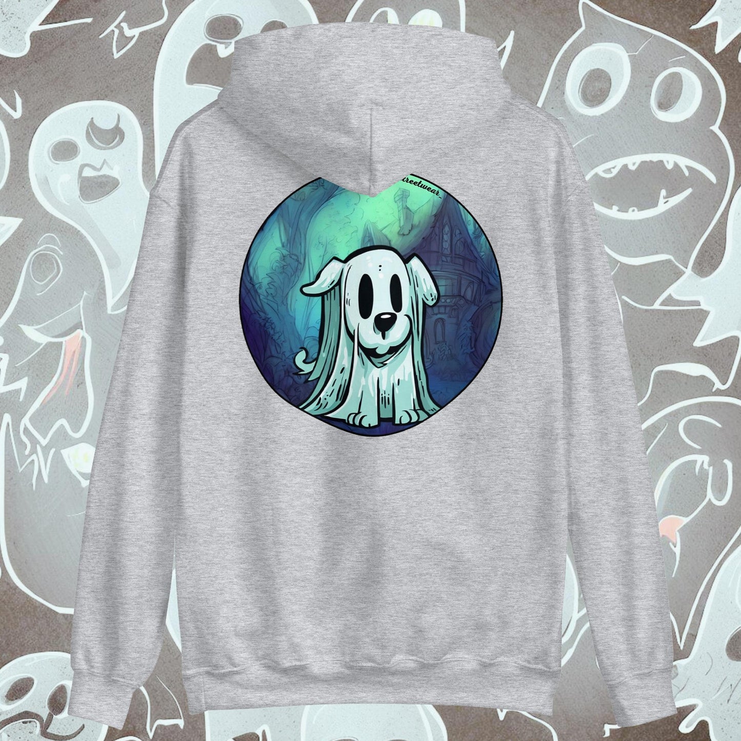 PerriFantasma 🎃 Halloween - Sudadera con capucha unisex, imagen trasera