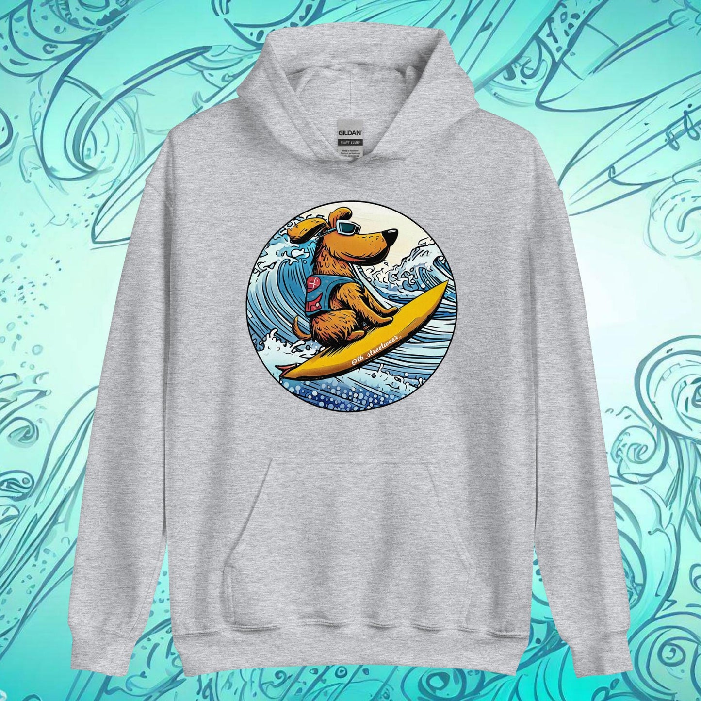 Surfer Dog - Unisex Heavy Blend Hoodie, front image