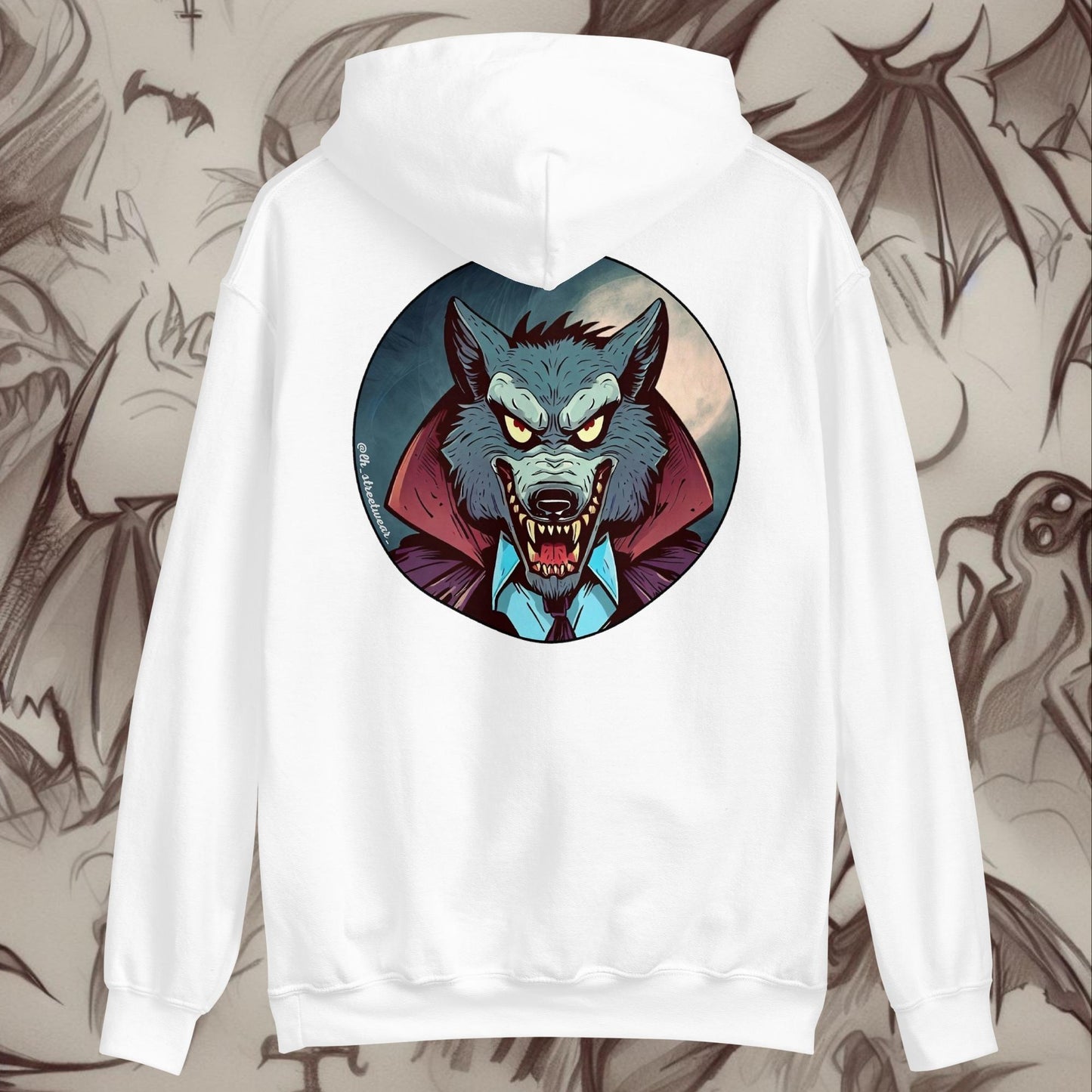 Vampire Wolf 🎃 Halloween - Unisex Heavy Blend Hoodie, rear image